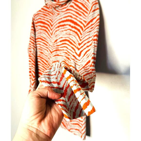 Proenza Schouler Women's White Orange Geometric Zebra Turtleneck Top Size XL - Picture 6 of 12